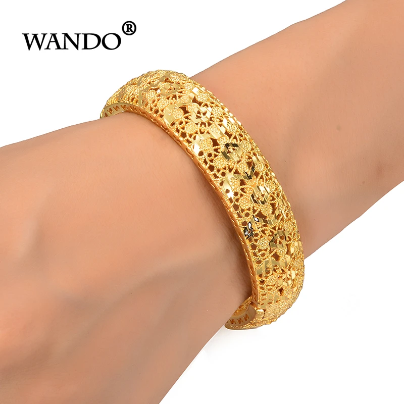 WANDO, 4 шт./лот, модные очаровательные браслеты для женщин, тяга, полые браслеты, роскошный золотой цвет, элегантные свадебные ювелирные аксессуары, b153