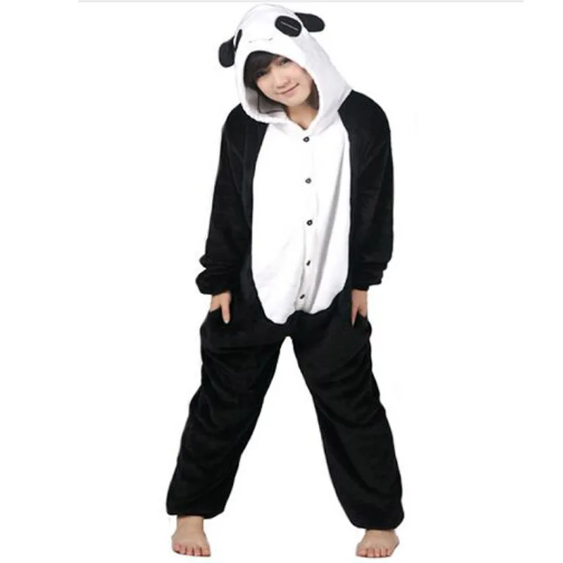 Panda Динозавр Пикачу Жираф Стич Аниме костюмы пижамы теплая одежда для сна для взрослых унисекс Домашняя одежда пижамы животных - Цвет: Panda