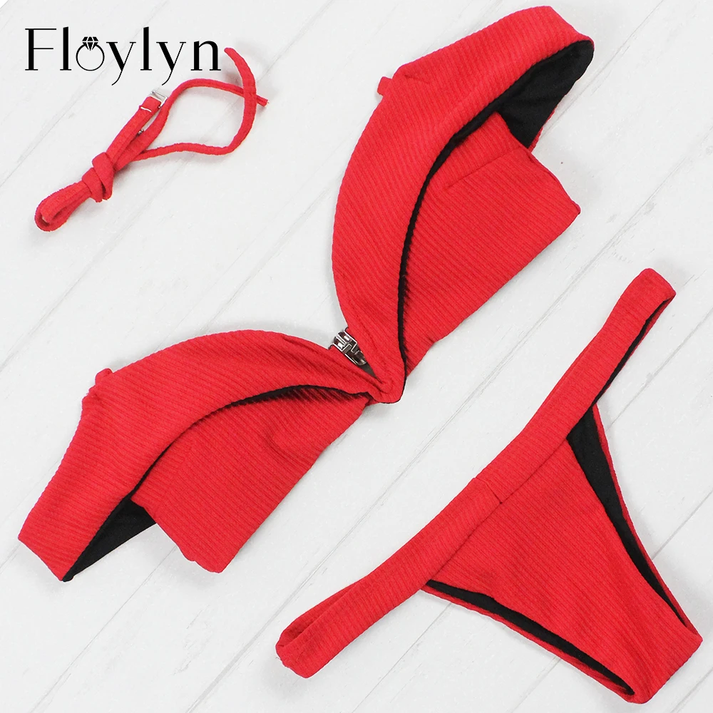 Floylyn, хит, купальник, женский, бикини, набор, сексуальный, с открытыми плечами, пляжный купальник, пуш-ап, бразильский, стринги, низ, красный, бикини, купальники