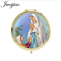 jweijiao virgin mary portrait art glass cabochon travel mirror double sides 1x2x magnifying tools accessories vm01