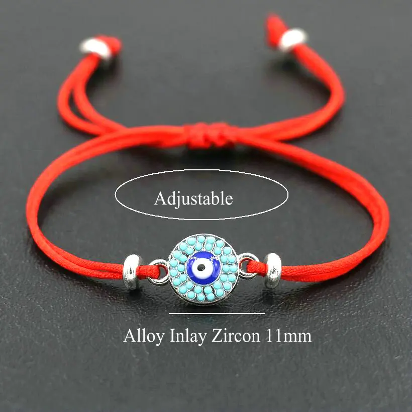 Лаки синий сглаза коса Канатный браслет с подвесками для мужчин тонкий черный красный нить браслет для женщин девочек Пары Любовь подарок