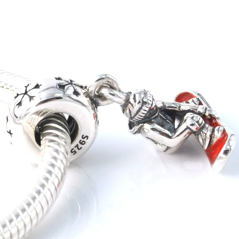 Подвеска для браслетов Pandora из серебряные бусины 925 пробы Сноубордист для горнолыжного спорта Серьги Подвески DIY ювелирных изделий для модные женские туфли