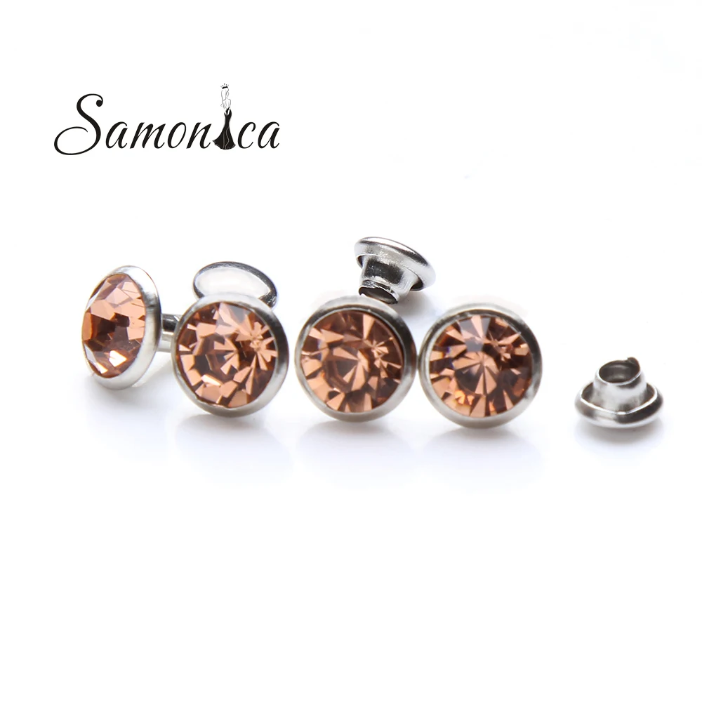 100 комплектов 6 мм Шампань A + медные Шипы и Заклепки Хрустальные заклепки из