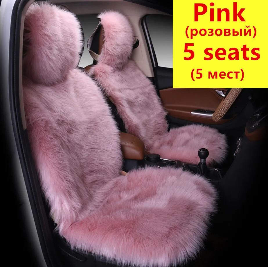5 seats Натуральный мех Австралийская овчина, автомобильные чехлы, универсальный размер, 6 цветов, длинные волосы для автомобиля lada granta для автомобиля kalina priora - Название цвета: 5 seats