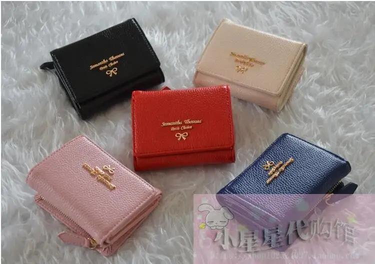 

bow purse ladies coin bag, zipper short paragraph small wallet