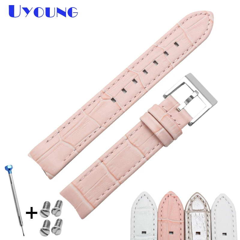 Оригинальные часы с кожаным браслетом под заказ 17 мм женские дуговым носком из