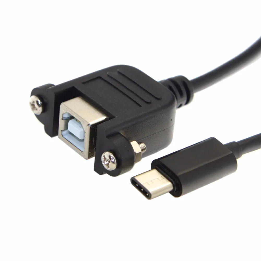 

USB-C USB 3.1 Type C Male to Standard USB 2.0 B Type Female Data Cable with screws Panel Mount for Tablet & Cell Phone Type-C