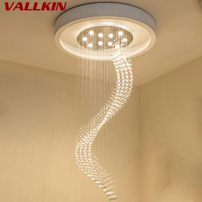 値段 K9 クリスタル階段 LED シャンデリア現代芸術スパイラルサスペンション照明レストランホテルヴィラロビー大型吊りランプ