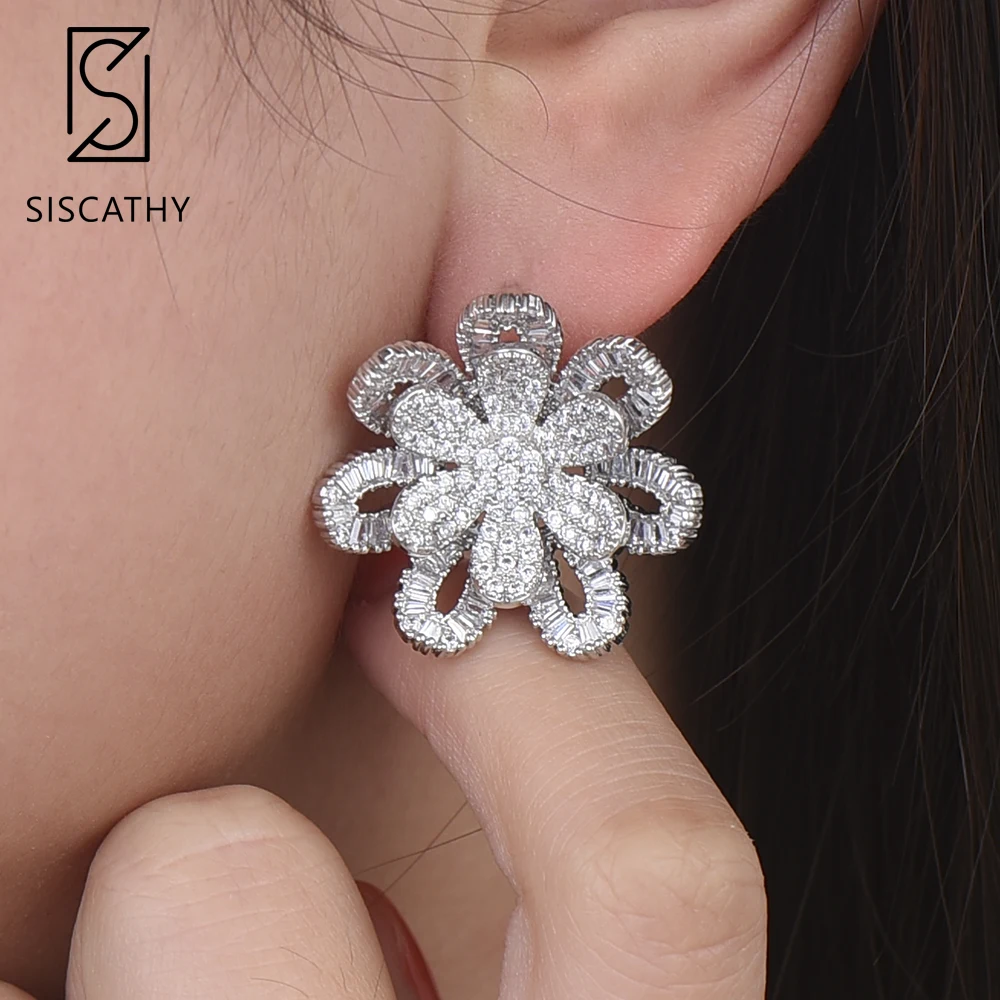 Женские серьги пусеты SISCATHY модные с фианитом 2019|Серьги-гвоздики| |