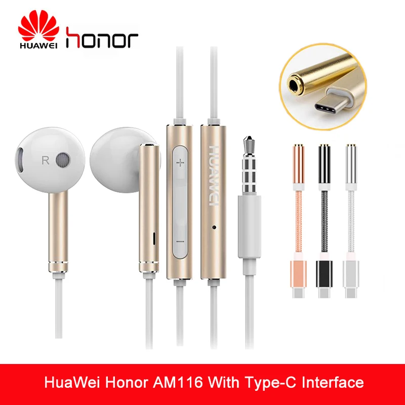 Горячая Распродажа наушники huawei AM116 с интерфейсом type C серебристый/черный/золотой