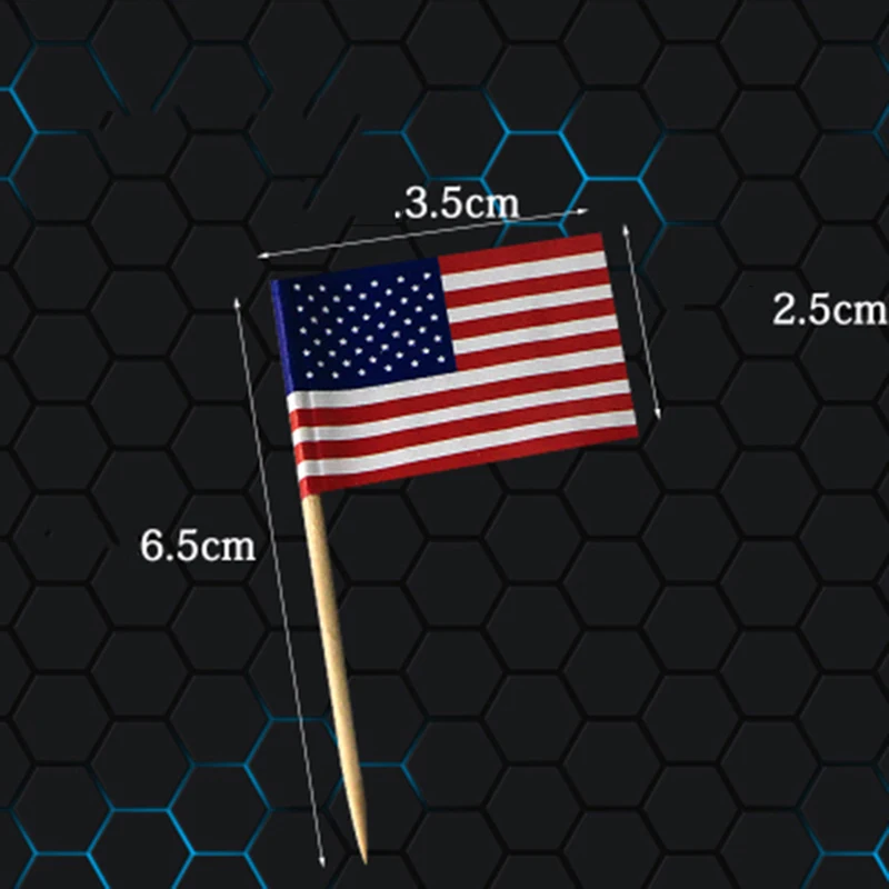 100 шт./лот торт вставляемые Американский национальный флаг США Мини фигурки для