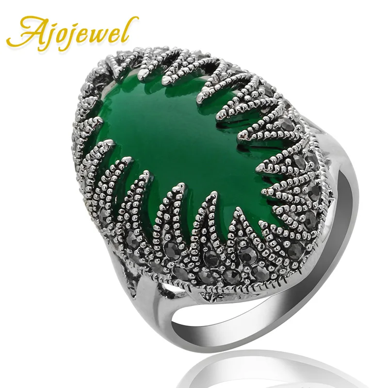 Ajojewel Новое Брендовое кольцо с большим камнем для женщин уникальный дизайн черные