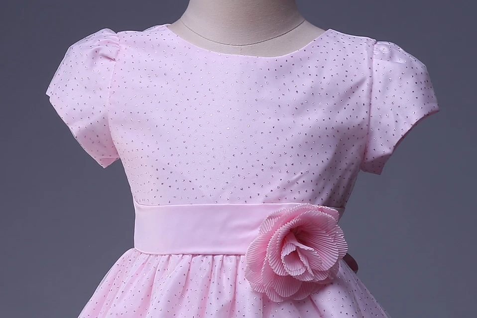 Cutestyles Lace Flower Girl Gresses With Pink Sash Boutique Summer Girls Party Dresses GD40814-43 | Детская одежда и обувь