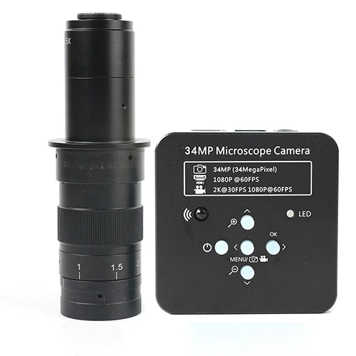 1080P 60FPS 2K 34MP 100X 180X 300X C Mount Lens Lab HDMI USB промышленный электронный цифровой видео микроскоп камера PCB пайка - Цвет: with 180x lens