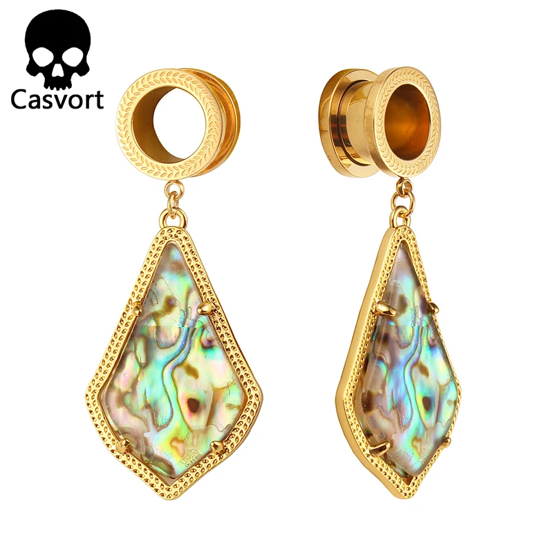 Casvort Trendy Alex Semi-precious Stone Gold Color Dangle Earrings Modern Plugs Body earring Jewelry for Women Wholesale Gift | Украшения и