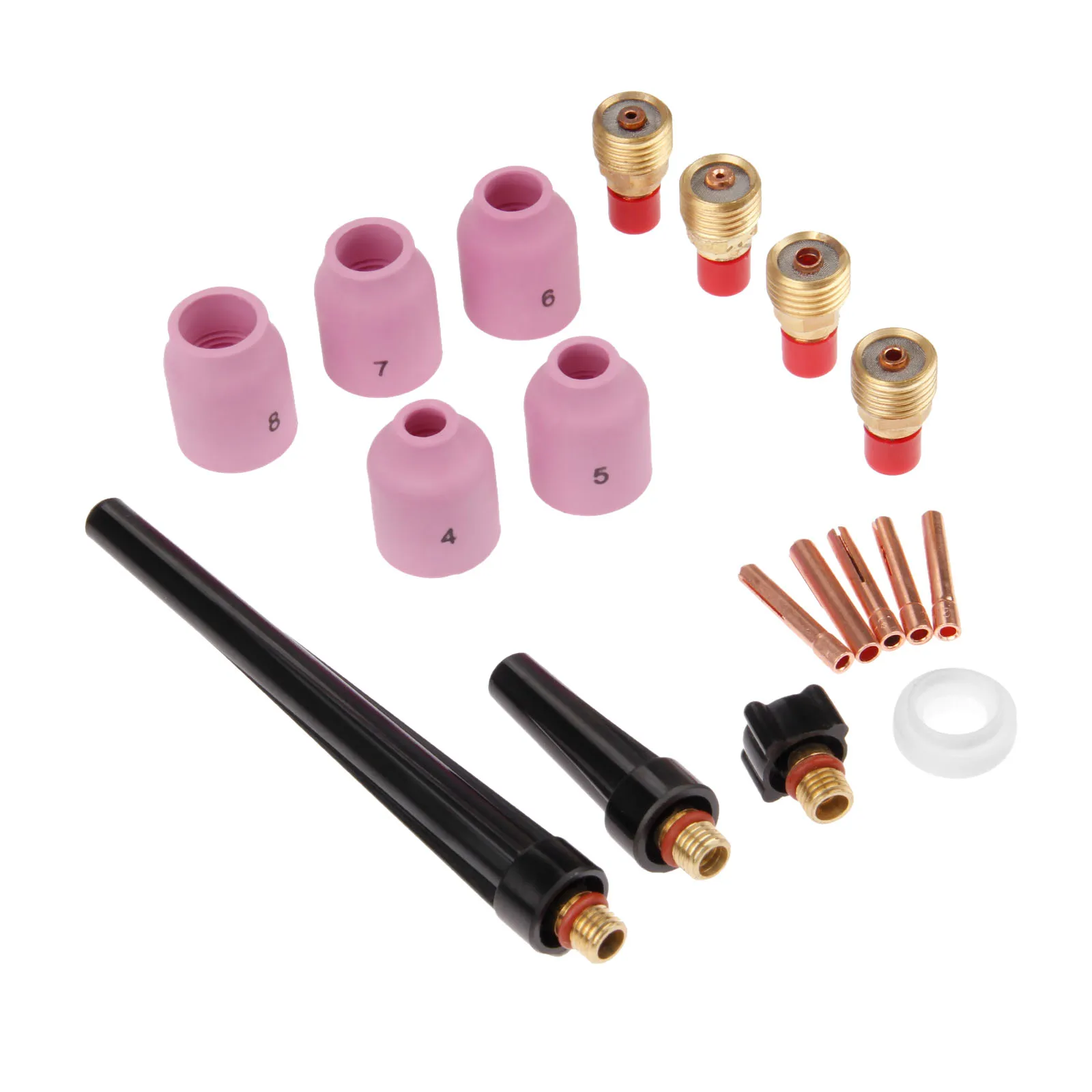 DRELD 18 шт. TIG сварочный фонарь короткие газа объектив Kit чашки цанговые тела насадка для WP-9/20/25 принадлежности для сварочного аппарата