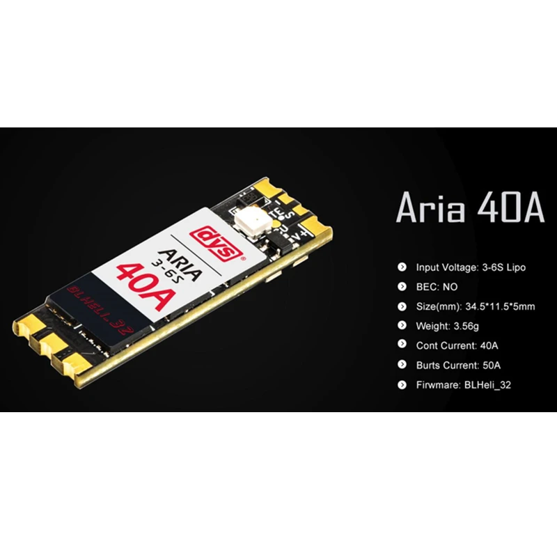 DYS Aria BLHeli_32bit 40A ESC 3-6S BLHeli_32 Dshot1200 Built-in Current Meter for RC MultiRotor FPV Racing Drone | Игрушки и хобби