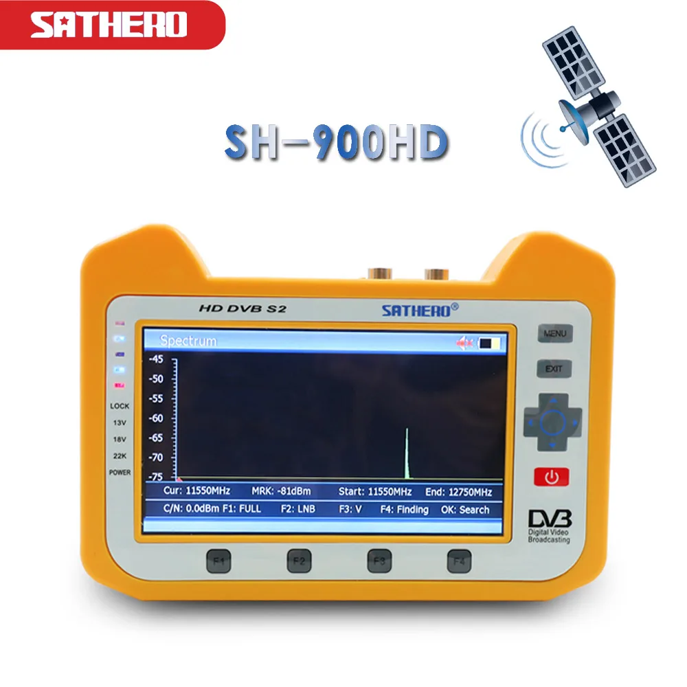 7 дюймов Sathero SH-900HD DVB-S2 HD цифровой спутниковый finder MPEG-4 CC ТВ метр тестер аналоговая камера высокого разрешения Full 1080P ТВ сигнала Satfinder метр