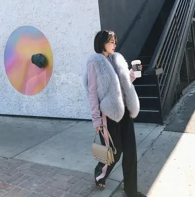 Light Gray Short Maylofuer в продаже натуральный мех лисы жилет натуральный цельный жилет из лисьего меха женские пальто стандартного среднего размера закрытые куртки на пуговицах - Цвет: Light Gray Short