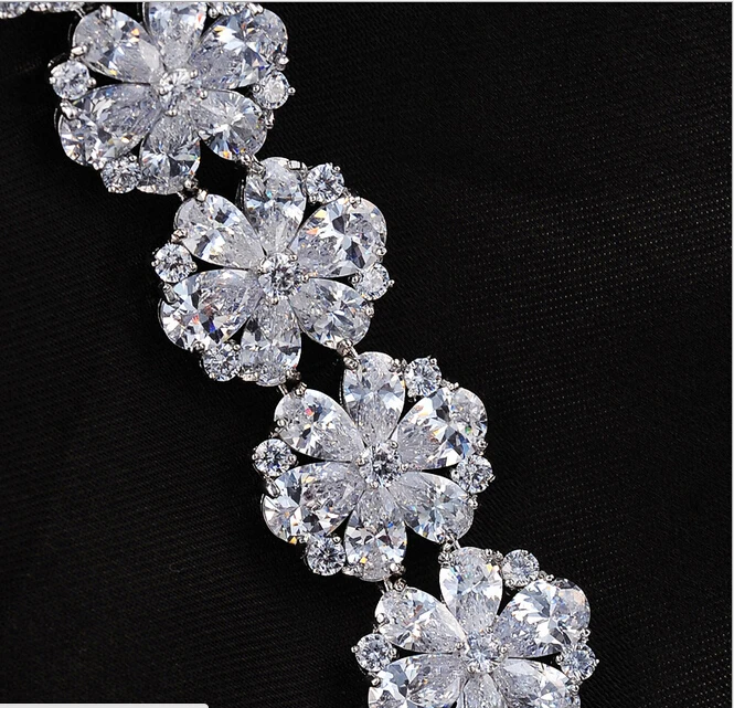 Прозрачный белый роскошный циркониевый браслет AAA с австрийскими кристаллами