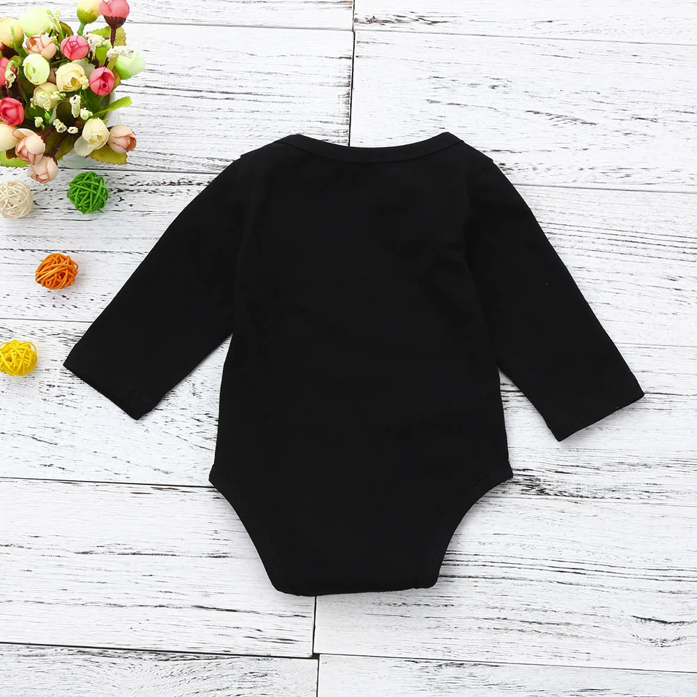 Одежда с длинными рукавами и буквенным принтом для маленьких девочек комбинезон