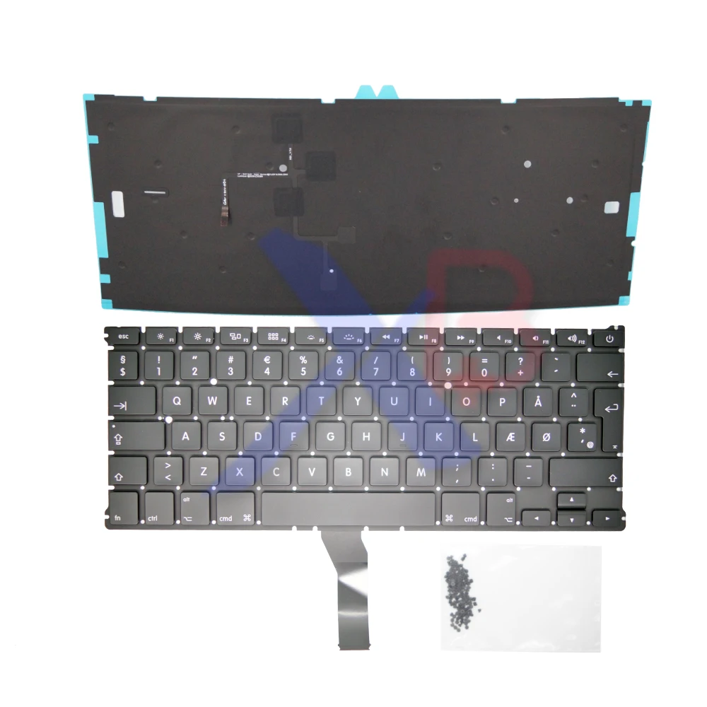 Для клавиатуры MacBook Air 13 3 дюйма A1369 A1466 DK с датской данией/подсветкой + винты для 100