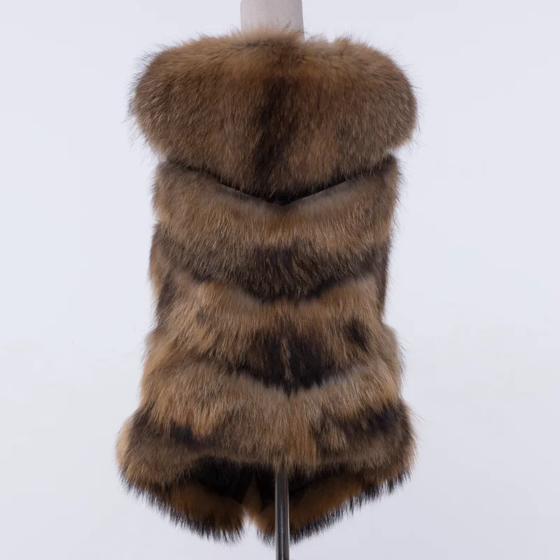 2018 New Real Fur Vest Natural Raccoon Parka Warm Thick Winter Jacket Women's Clothing Coat Luxury Streetwear | Женская одежда