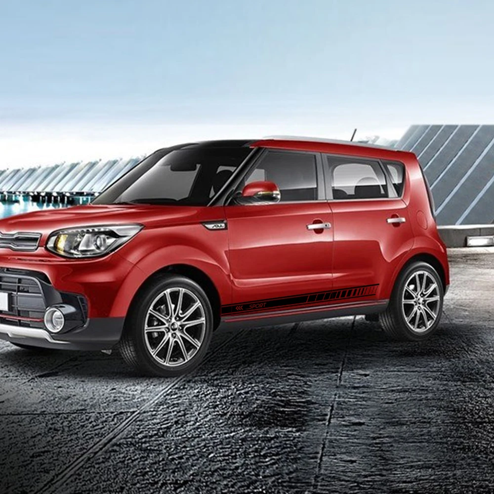 Автомобильные наклейки для Kia Soul автомобильные боковые полосы боковые юбки графические наклейки гоночные спортивные виниловые наклейки на машину 1 пара 2 шт L+ R