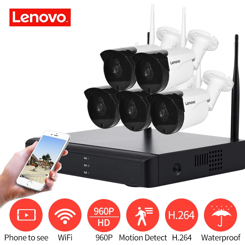 LENOVO 5CH массив HD беспроводная камера безопасности Система DVR комплект 960P WiFi