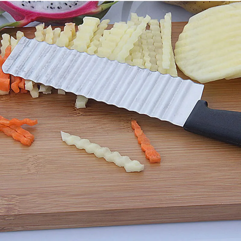 Нож из нержавеющей стали для картофеля фри, резак для картофеля, кухонные гаджеты, волнистая форма, нож для картофеля фри, резак для картофеля