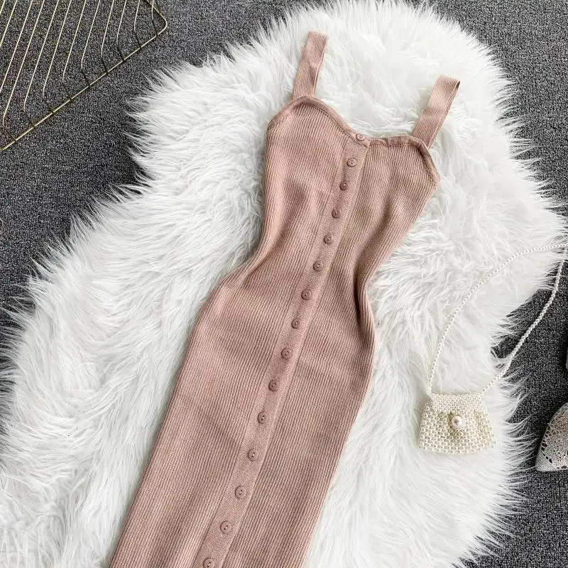 Новый V шеи тонкий 2019 Button летние трикотажные хлопок карандаш платье Для женщин