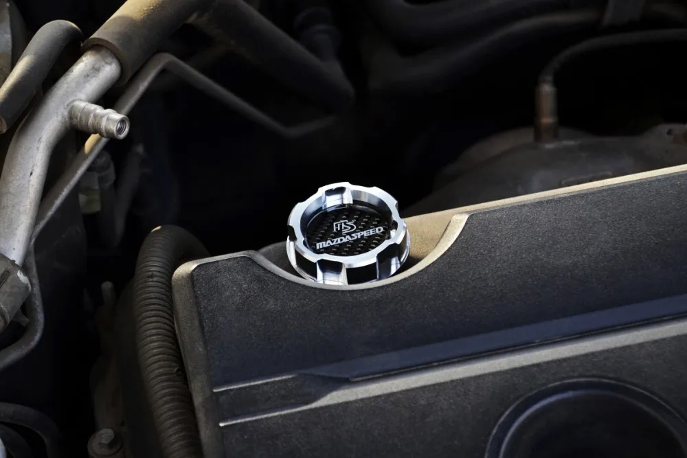 Углеродное волокно Серебряный Логотип Алюминий моторное масло Кепки для MAZDASPEED MAZDA 2 3 Axela MAZDA 6 Atenza Mazda 5 CX-5 CX-7 MX-5