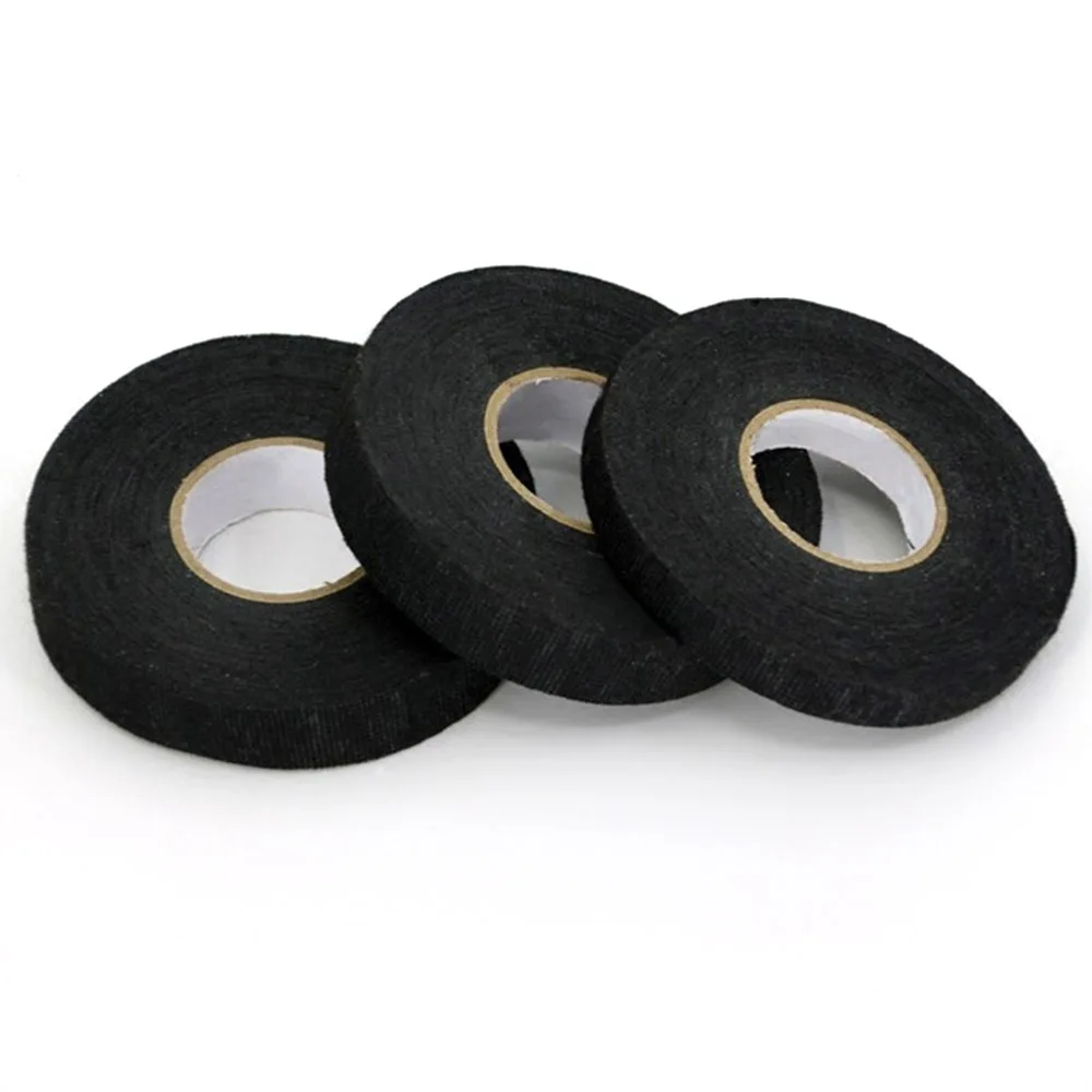 

MAHAQI 15m Universal Flannel fabric Cloth Tape automotive wiring harness Black Flannel Car Anti Rattle Self Adhesive Felt Tape H