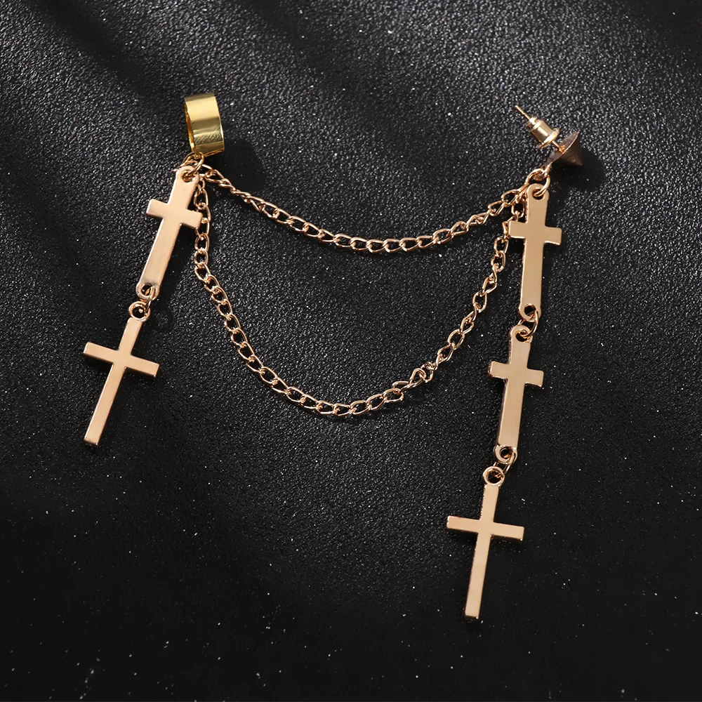 Модные сережки крестики в стиле ретро черного и серебряного цвета Женские