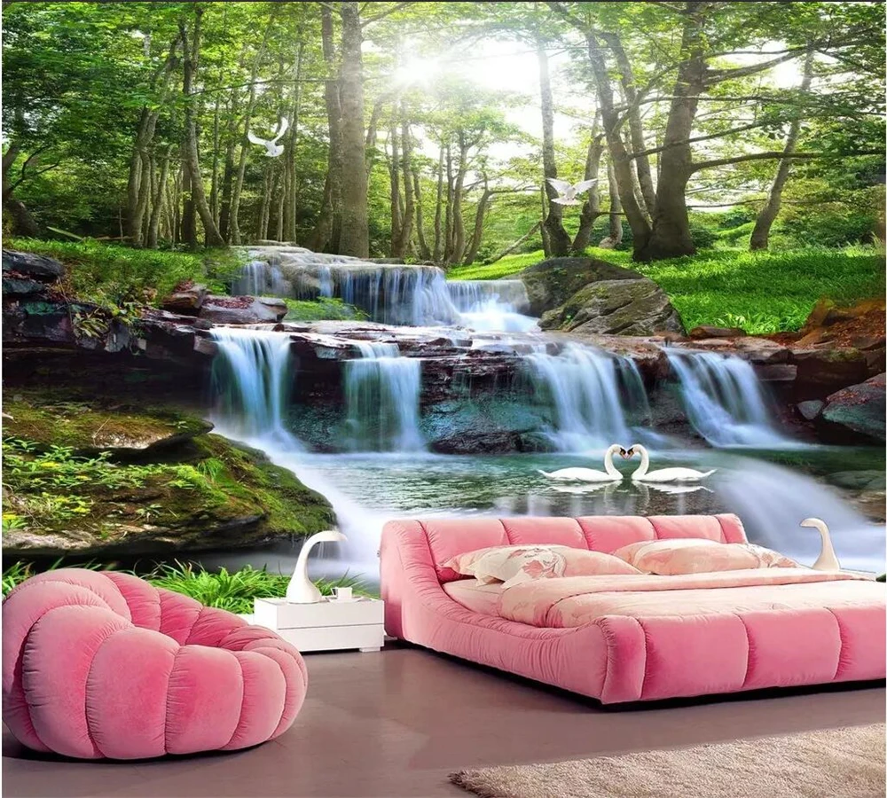 Beibehang индивидуальные большие фрески 3d обои текущая вода богатство пейзаж