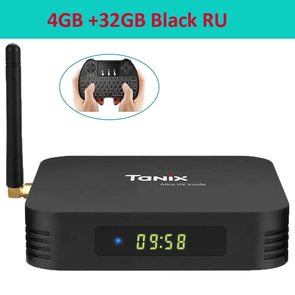 4G 32G black RU ТВ-приставка Tanix TX6 Allwinner H6 4 ГБ DDR3 32 Гб EMMC 2,4 ГГц 5 ГГц wifi BT4.1 поддержка 4K H.265 Bluetooth 4,0 wifi Android 9,0 - Цвет: 4G 32G black RU