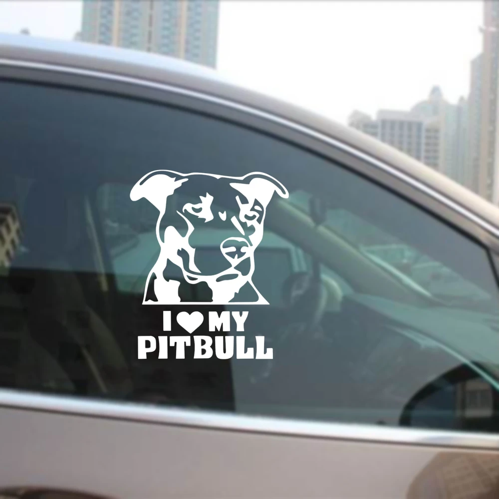 15 5x13 см Виниловая наклейка с надписью I LOVE MY PITBULL водонепроницаемые декоративные