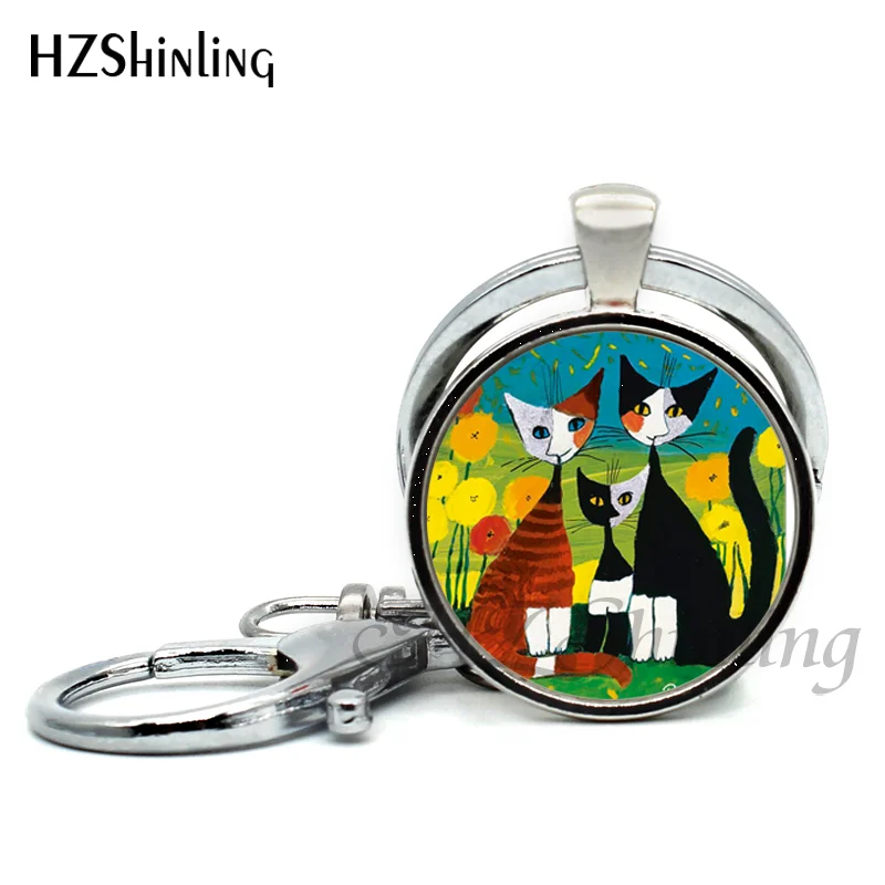 2017 Новый дизайн красочные кошки семейный ключ цепи ручной работы красочный