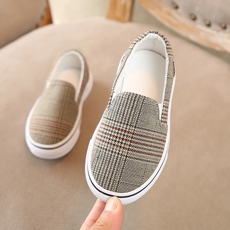 Autumn 2018 Baby Toddler Boy Girl Canvas Plaid Sneakers Little Kid Slip On Casual Plimsolls Children Classic Unisex Design Shoes | Детская