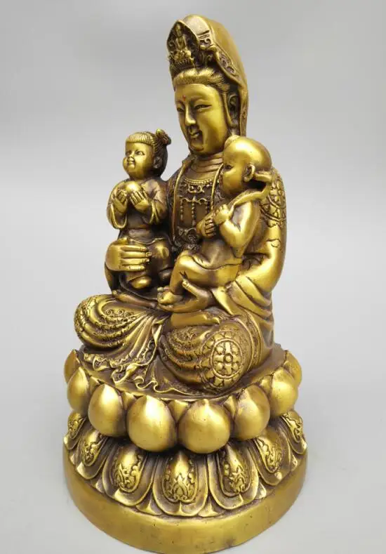 Китайская резьба Seiko из чистой латуни Guanyin bodhisattva hug | Дом и сад