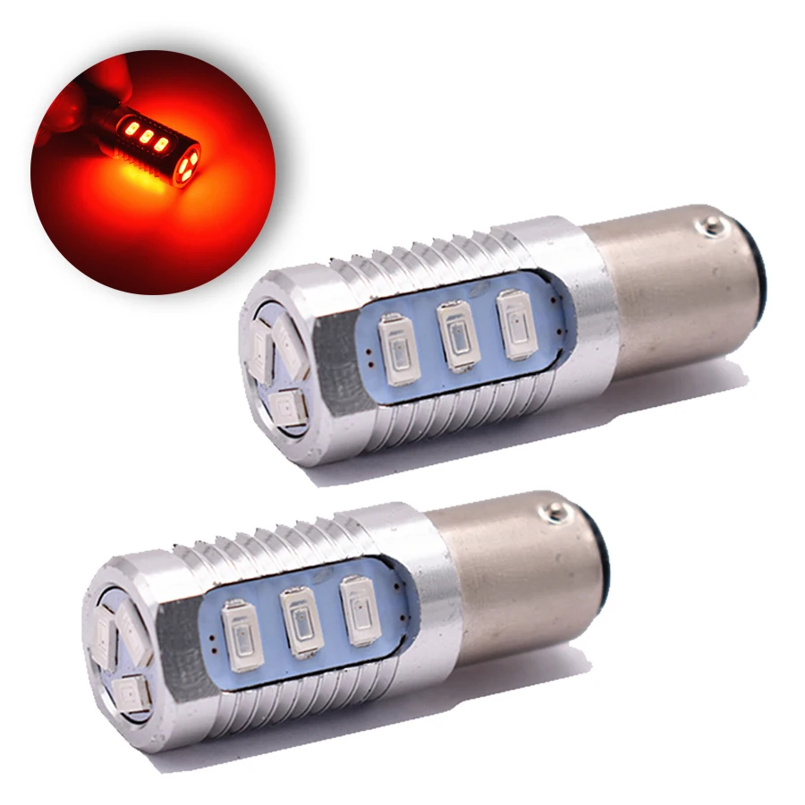 

2pcs 1157 Red Flashing Strobe Blinking brake Signal light Rear Safety Tail Stop High Power LED Bulbs