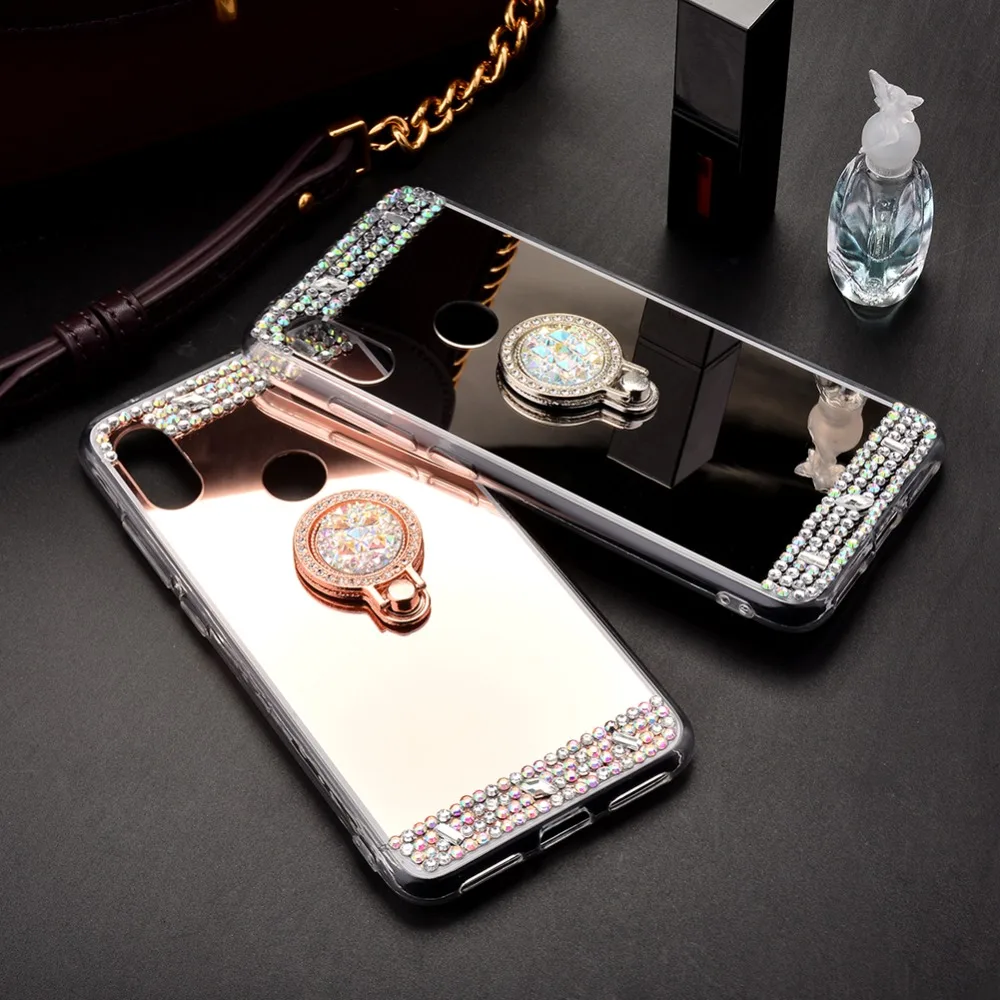 Diamond Phone Case For Samsung A50 J3 J5 J7 A10 A20 A30 A70 M10 M20 Mirror Plated cover S10 S8 S7 S6Edge Ring Holder |