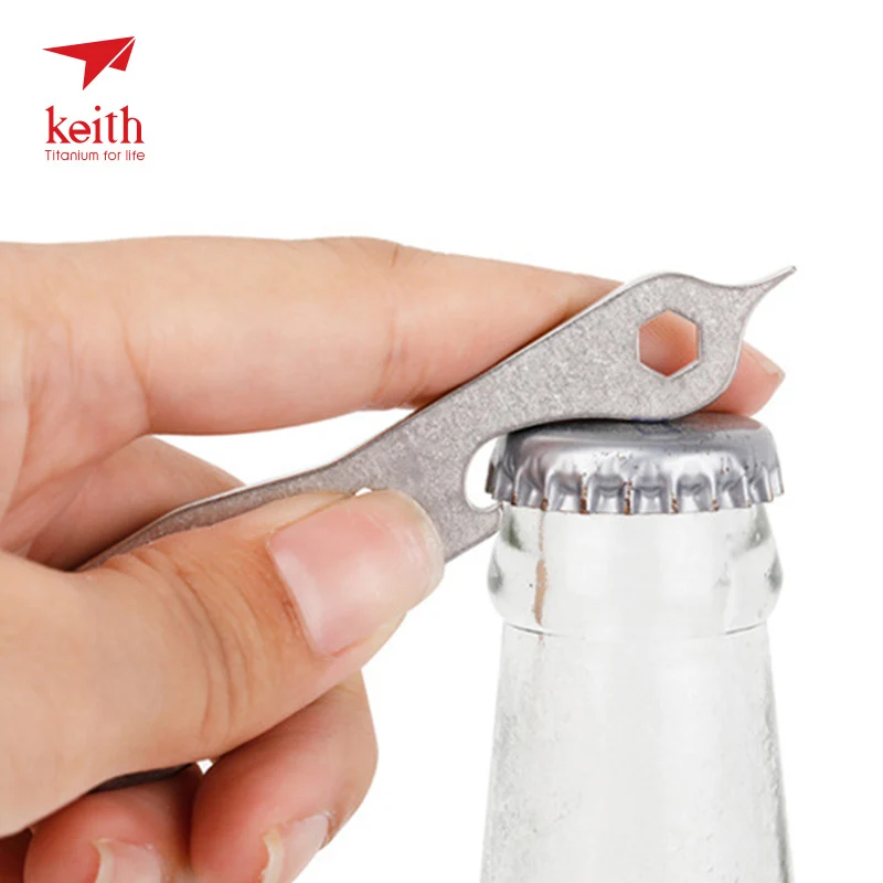 Keith Titanium Alloy Screwdriver Bottle Opener Outdoor Multifunctional Ultralight Spanner Pocket Tool Wrench Mini Size Key Chain | Спорт и