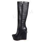 Сапоги женские до колена, на платформе, с молнией сбоку, зимние, большие размеры 35-45