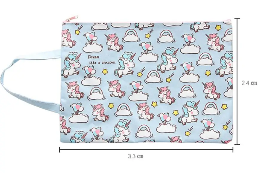 A4 Единорог файл держатель милый Оксфорд Сумка для документов пенал корейский