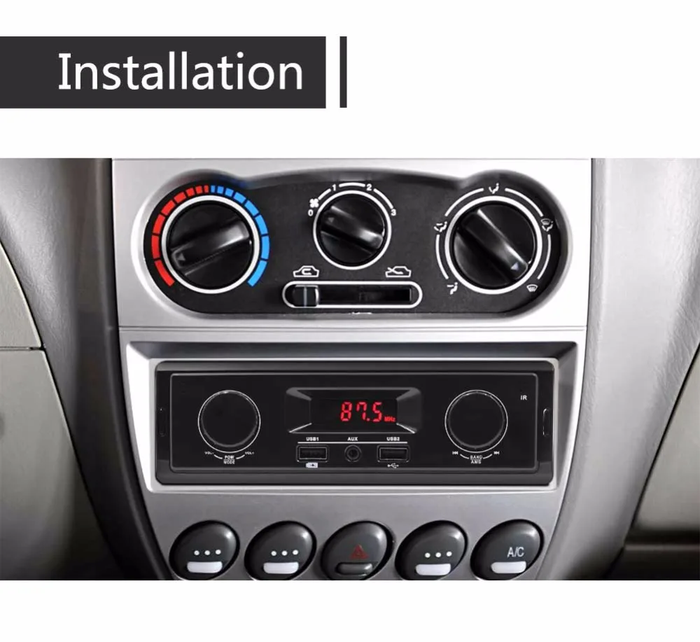 NoEnName_Null Автомобильный светодиодный стерео радио FM/USB/AUX 12V In-dash 1 Din Aux Входной приемник SD USB MP3 Зарядка для телефона Авторадио