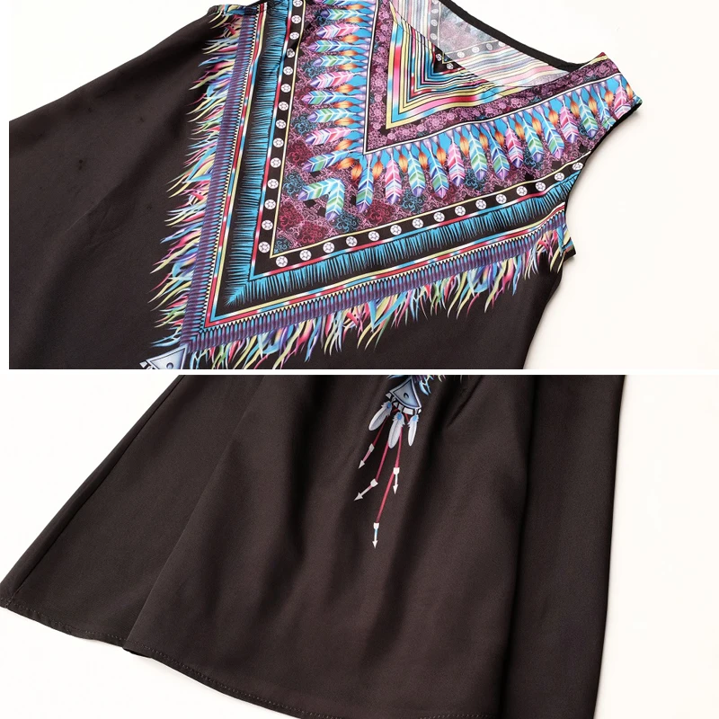 Женское платье с винтажным принтом повседневные платья без рукавов круглым