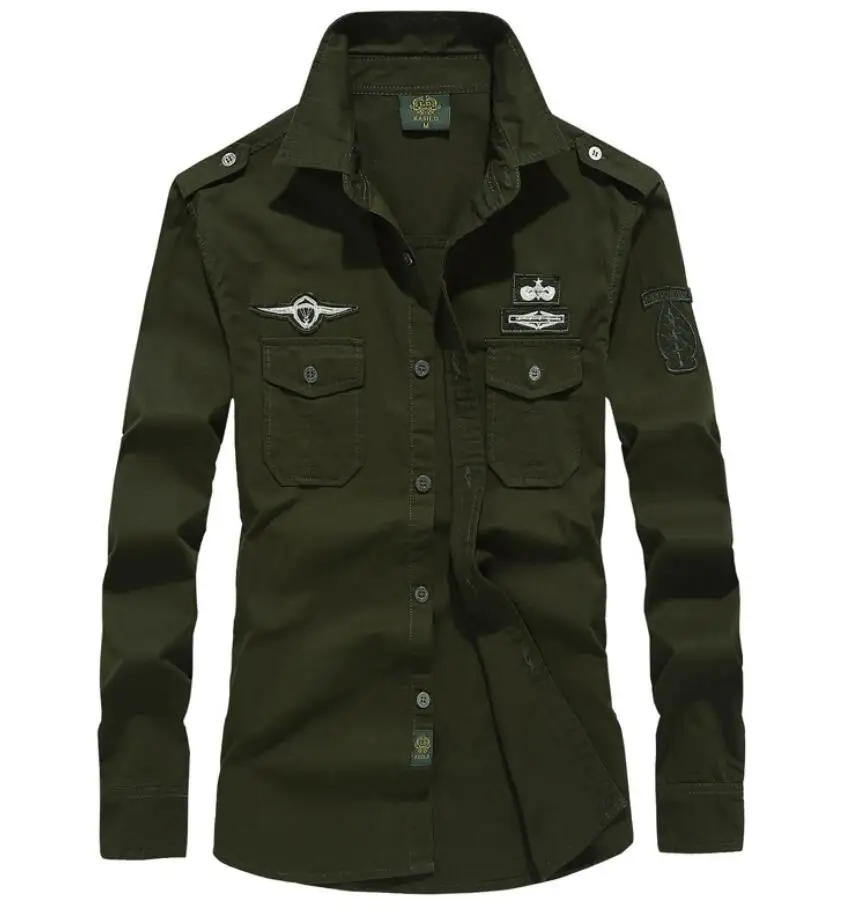 

Spring and Autumn Men Cotton Military Style Shirt Large Size Loose Men's Retro World War II naval uniform aviator shirt