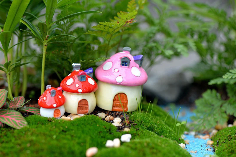 Kawaii Мини гриб дом украшения сада Изделия из смолы садовые для бонсай микро пейзаж