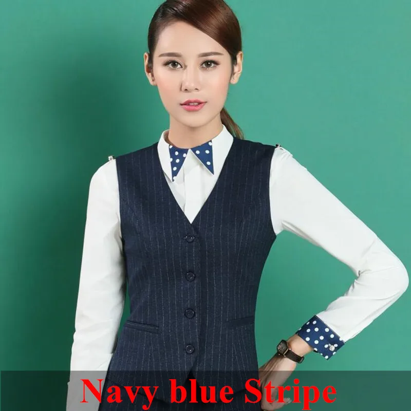 Navy stripe vest Высокое качество женский полосатый жилет Новое поступление осенняя одежда для офиса Дамская мода размера плюс Рабочая одежда - Цвет: Navy stripe vest